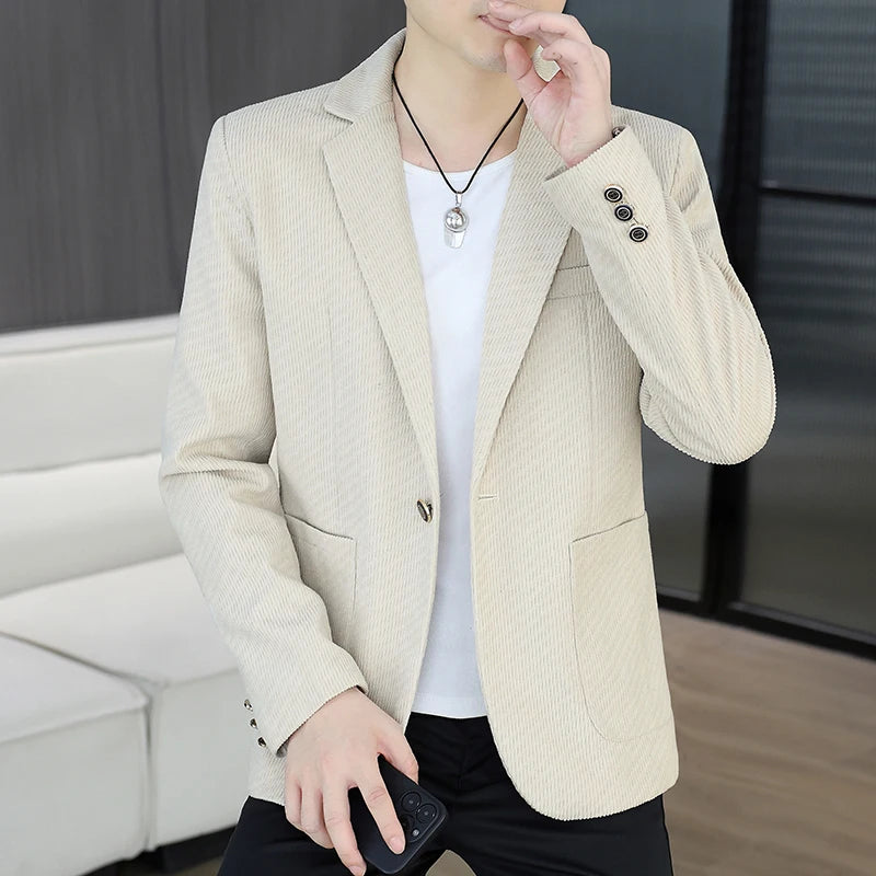 Blazer Men's Fashion Business Gentleman Groom Professional Gentleman Form-fitting Versatile Casual Formal Wear High-end Blazer