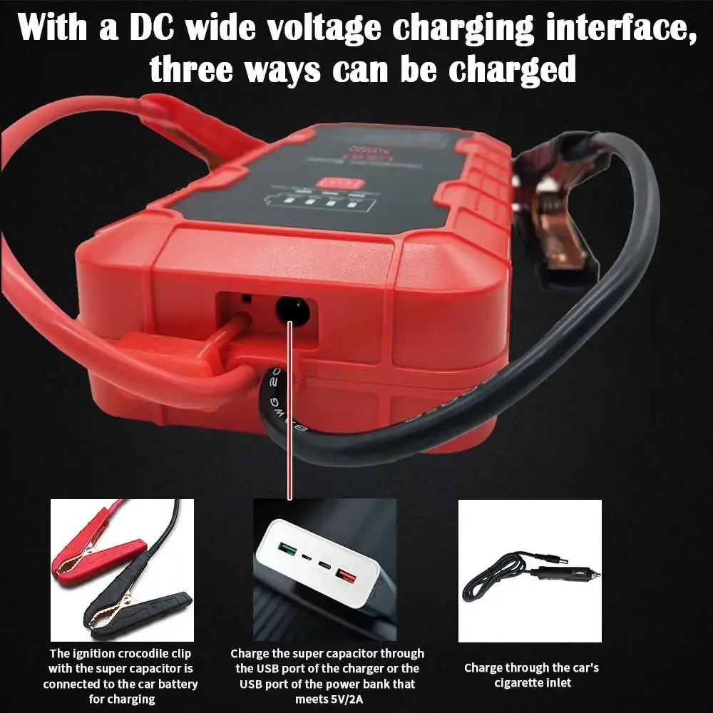 COSSIFTW 800A Super Capacitor Jump Starter Built in 2500 Farad Supercapacitors jump starter for car engine starting