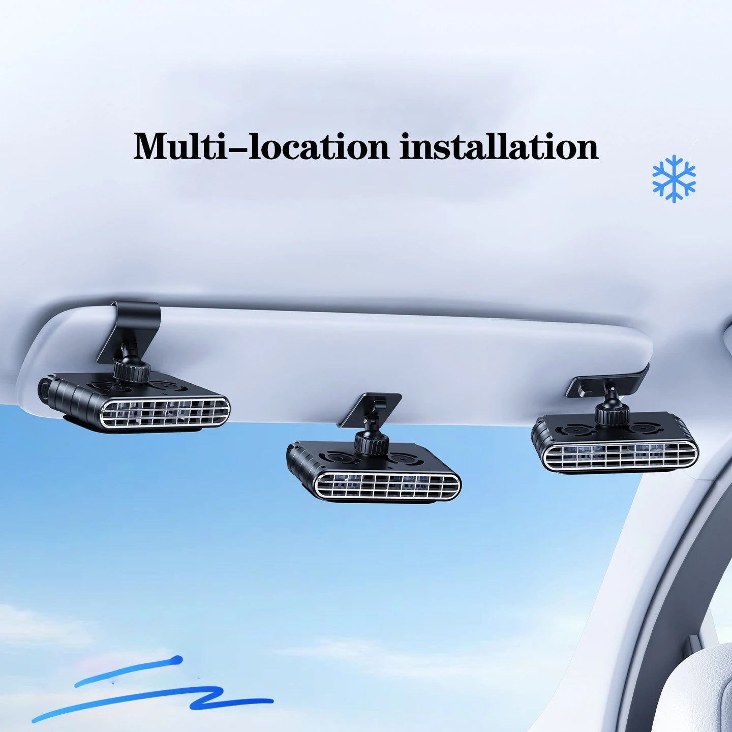 Eary Car Clip Fan Portable USB Rechargeable 30000mAh Sun Visor Fan 360° Rotate 5 Speeds Cooling Fan Ultra-thin Quiet Auto Cooler