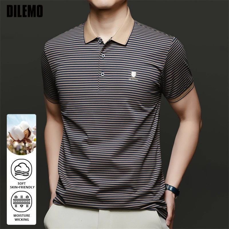 Top Grade Summer Brand Designer Polo Shirts For Men Summer Stripped Slim Fit Short Sleeve Casual Tops Fashions Men Clothes 2025