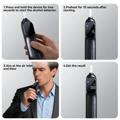 Alcohol Tester with Intelligent Sensor, Portable Breathalyzer for Driver with 4 BAC Units Adjustable ( Not Battery Included)