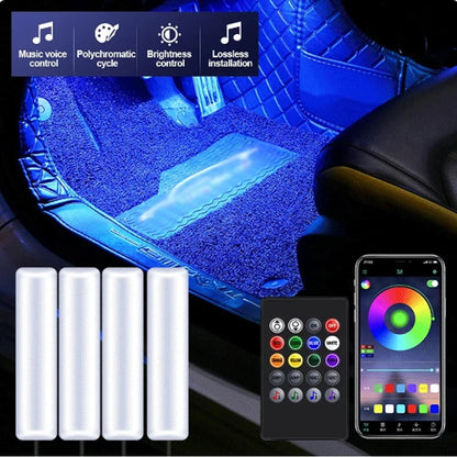 LED RGB Car Foot Ambient Light With USB Wireless Remote Voice Music APP Control Cigarette Lighter Car Footwell Lights