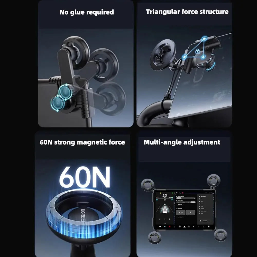 TEEQ For Tesla Model Y Junipe 2025 Model 3 HIGHLAND 2024 Cybertruck BYD Car Phone Mount Holder 15W Magnetic Wireless Charger