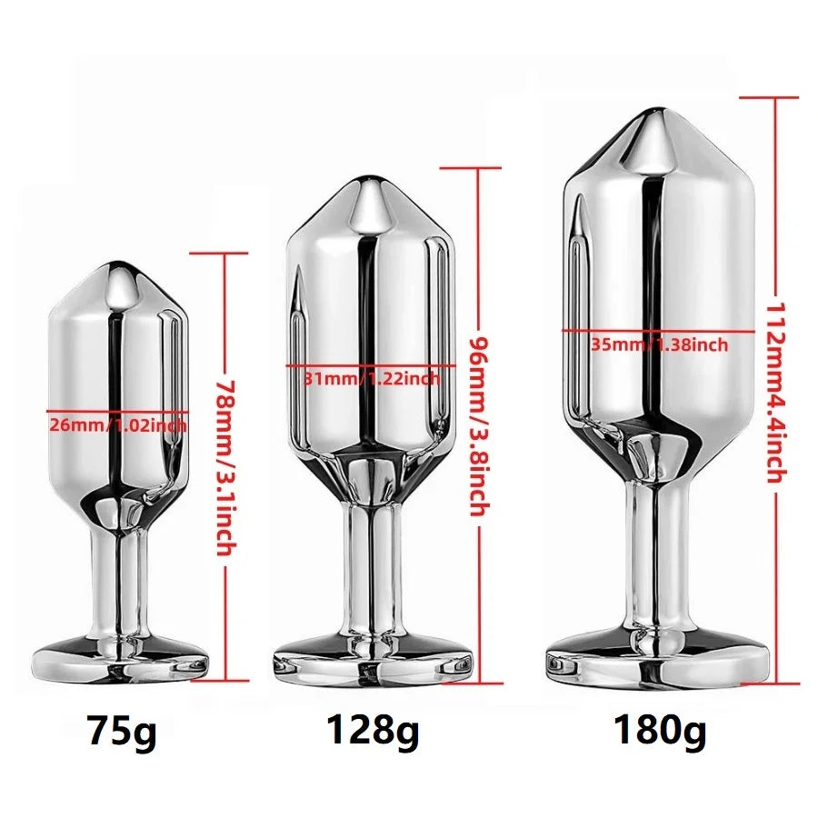 Metal Anal Beads Butt Plug Set Small Medium Large Anal Plug Silicone Base Wearable Sex Toy For Man Woman