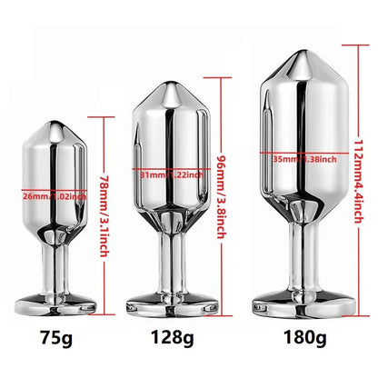 Metal Anal Beads Butt Plug Set Small Medium Large Anal Plug Silicone Base Wearable Sex Toy For Man Woman