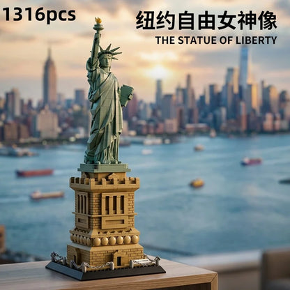 Wange Building Blocks Statue of Liberty Sculpture Building Block Model Adult Hands-On Toy