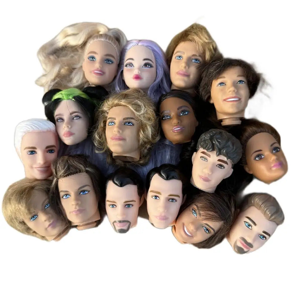 1/6 Vintage Doll Heads Mermaid Racer Super Model Princess For 30cm Solid Male Female Children Playing Birthday Gifts