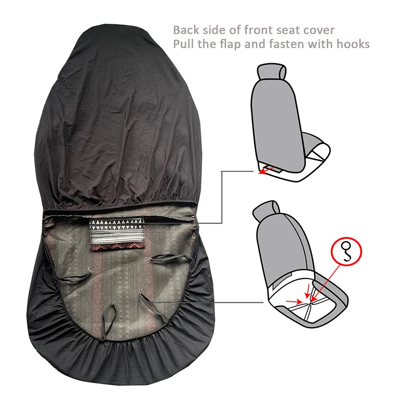 AUTOKING Striped Car Seat Covers Full Set with Seat Belt Pads Steering Wheel Cover Universal Washable Seat Covers for Cars
