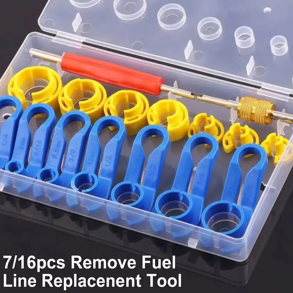 7/16PCS Fuel Line Disconnect Tool Set Auto AC Oil Pipe Quick Removal Tool Angled Fuel Line Replacement Kit
