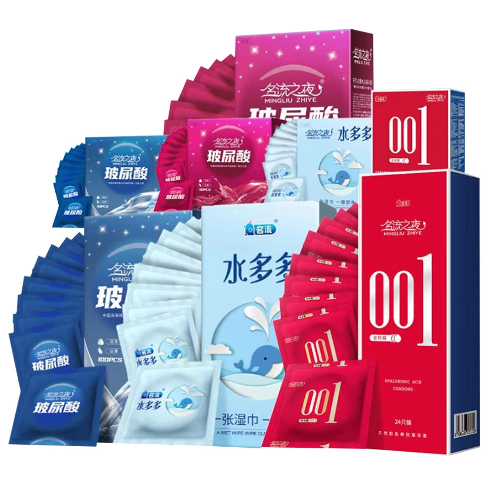 Hyaluronic Acid Condoms 52mm 100/50pcs Men Couples Glossy Ultra Thin Penis Sleeves Sex Toys Safer Condoms Sexshop Products