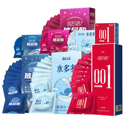 Hyaluronic Acid Condoms 52mm 100/50pcs Men Couples Glossy Ultra Thin Penis Sleeves Sex Toys Safer Condoms Sexshop Products