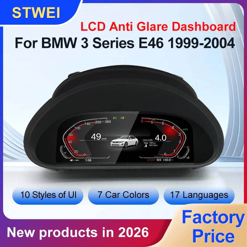 STWEI 2026 New Product Facroy Price Digital LCD Car Dashboard For BMW 3Series M3 E46 Instrument Cluster Panel Cockpit
