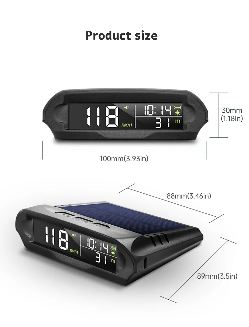 Digital Head‑Up Displayer OBD2+GPS Speed Warning Head Up Display Smart Gauge Car HUD Speedometer Turbo RPM Alarm for Car Truck