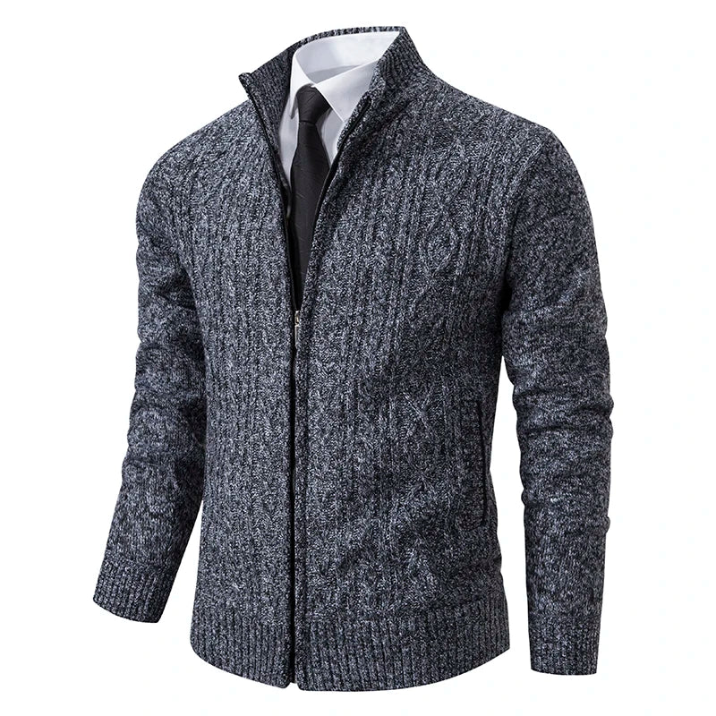 Winter Plus Velvet Sweaters Cardigan Thick High Collar Sweatshirt Men's Coat Knitted Jumper Brand Knitwear Hombre Clothing