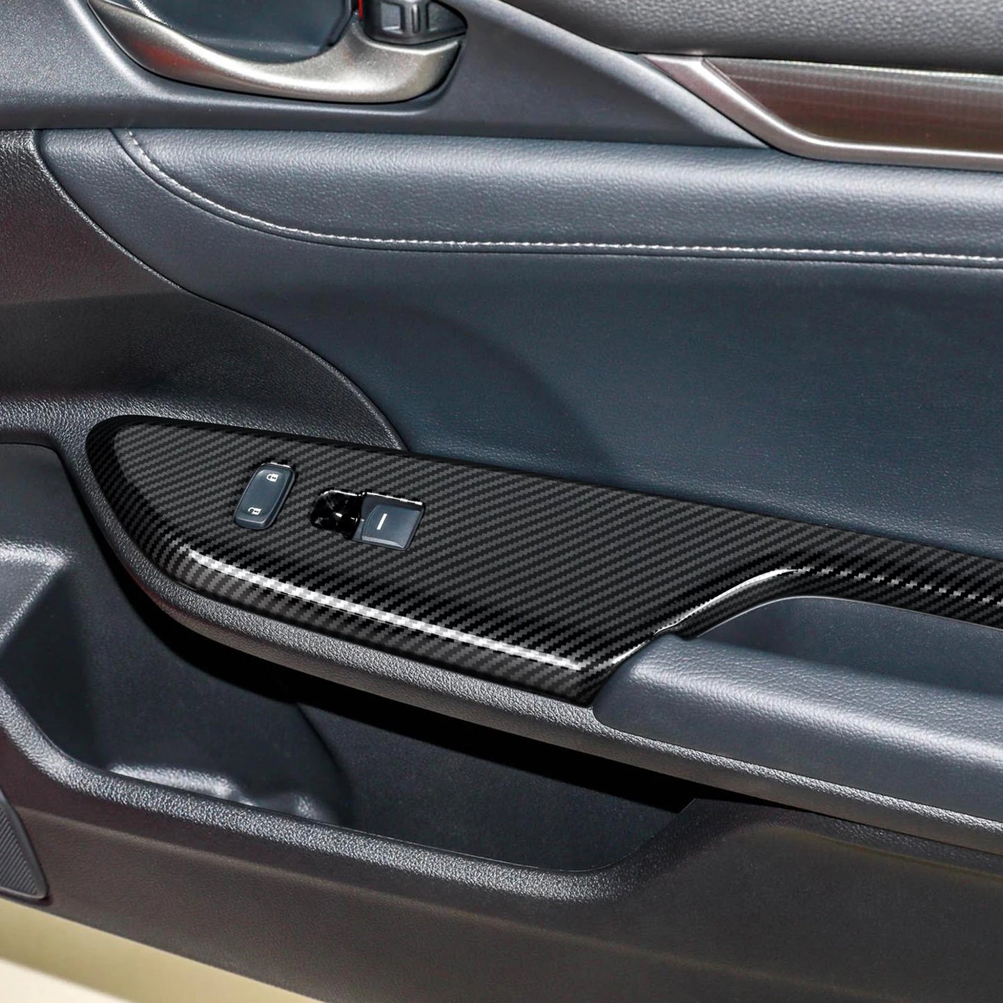 For Honda Civic 10th Gen (2016 -2021) Interior Accessories, Car Center Console Gear Shift Panel , Carbon Fiber ABS Trim Sticker
