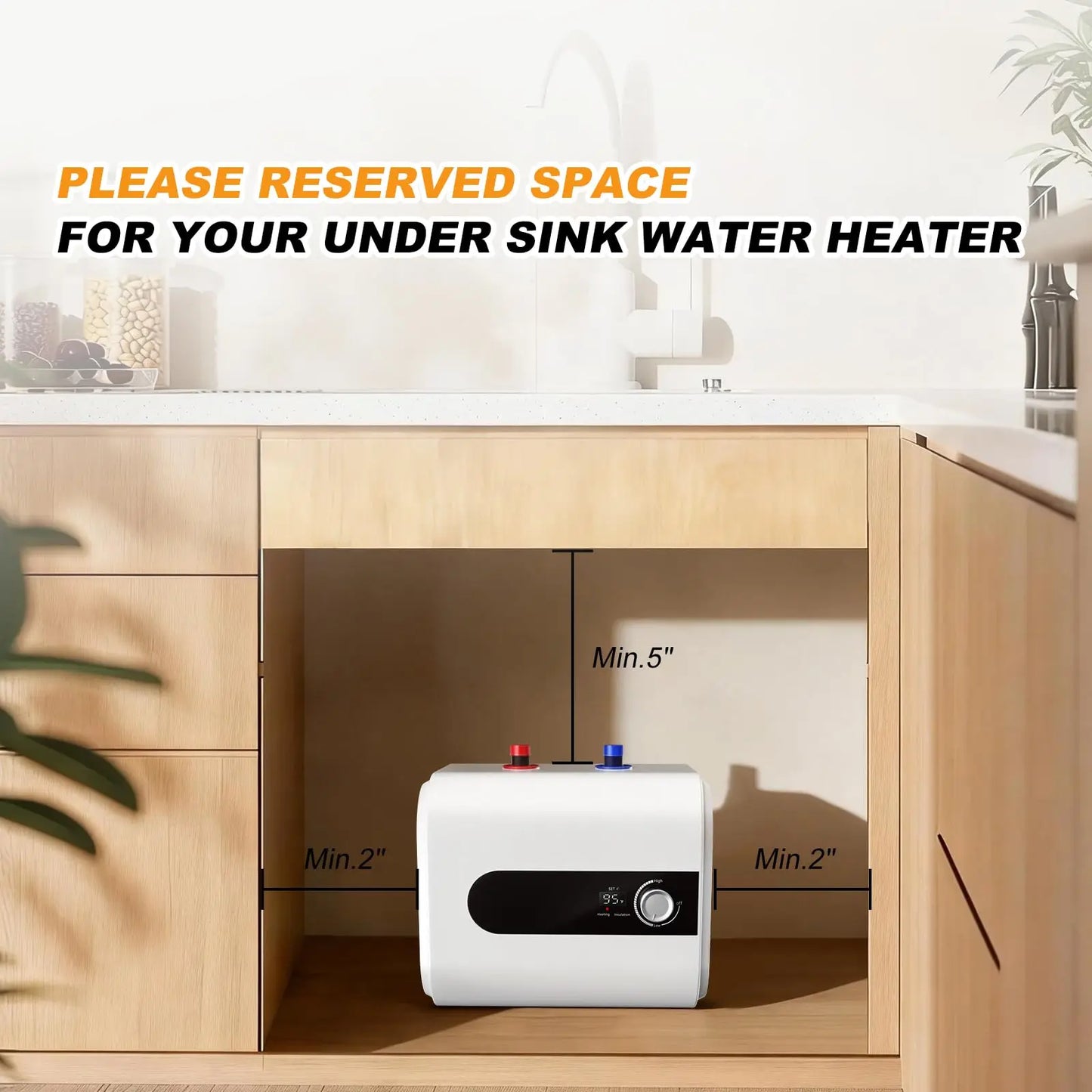 6L/1.6 Gallon Mini Tank Water Heater Electric, 1500W Under Sink Hot Water for Point of Use, 110V Instant Hot Water Heater for Kichen Bathroom Restaurant, Wall or Floor Mounted