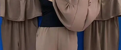 Summer 2026 Fashionable Mommy Set Women's Loose Belly Covering Slimming Two-Piece Suit High-End  Color Casual Wear