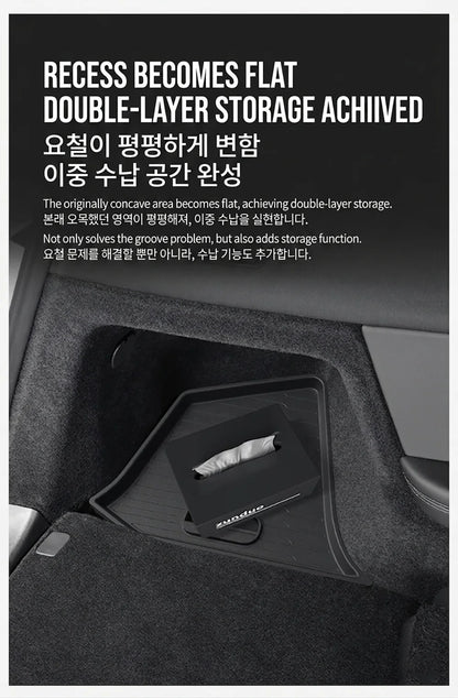 Trunk Side Storage Box Space Optimization Corrosion Resistant TPE Organizer Bins with Lids 1 Pair 2026 Tesla Model Y L LWB Trunk