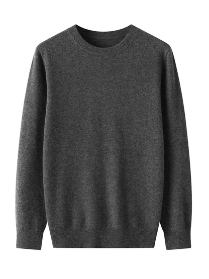 Autumn Winter Men O-neck 100% Merino Wool Pullover Cashmere Sweater Basic Casual Bottom Business Knitwear Soft Warm Clothing