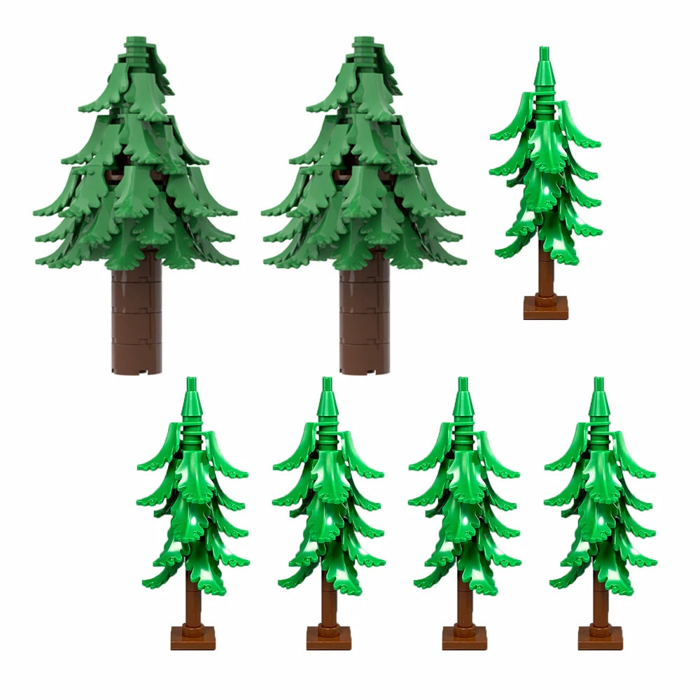 MOC City Garden Building Block Set – DIY Assembly Pine & Pine And Cypr, Street View Forest Plants, Trunk Leaves Grass Accessorie