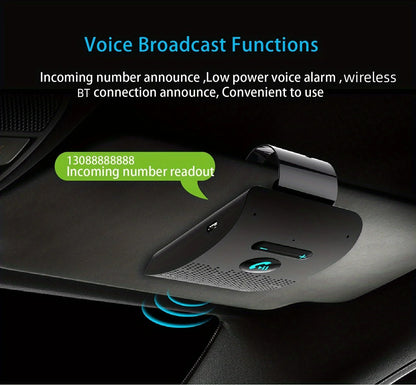 Wireless Bluetooth Hands-Free Car Kit with Sun Visor Speakerphone for Multi-Point Calls