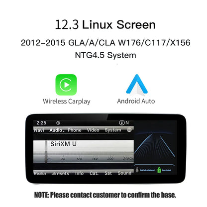 Wireless Carplay/Android Auto 12.3'' Touch screen Multimedia for Mercedes Benz NTG5.0  A B E C GLE W167 W212 W246 W205 W176 C117