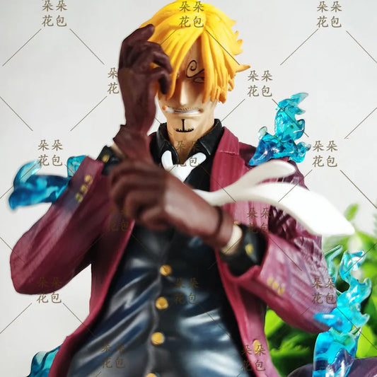 One Piece Sanji Anime Figure Gk Statue Hand Made Cartoon Surrounding Desktop Office Ornament Birthday Gift 25cm Anime Model