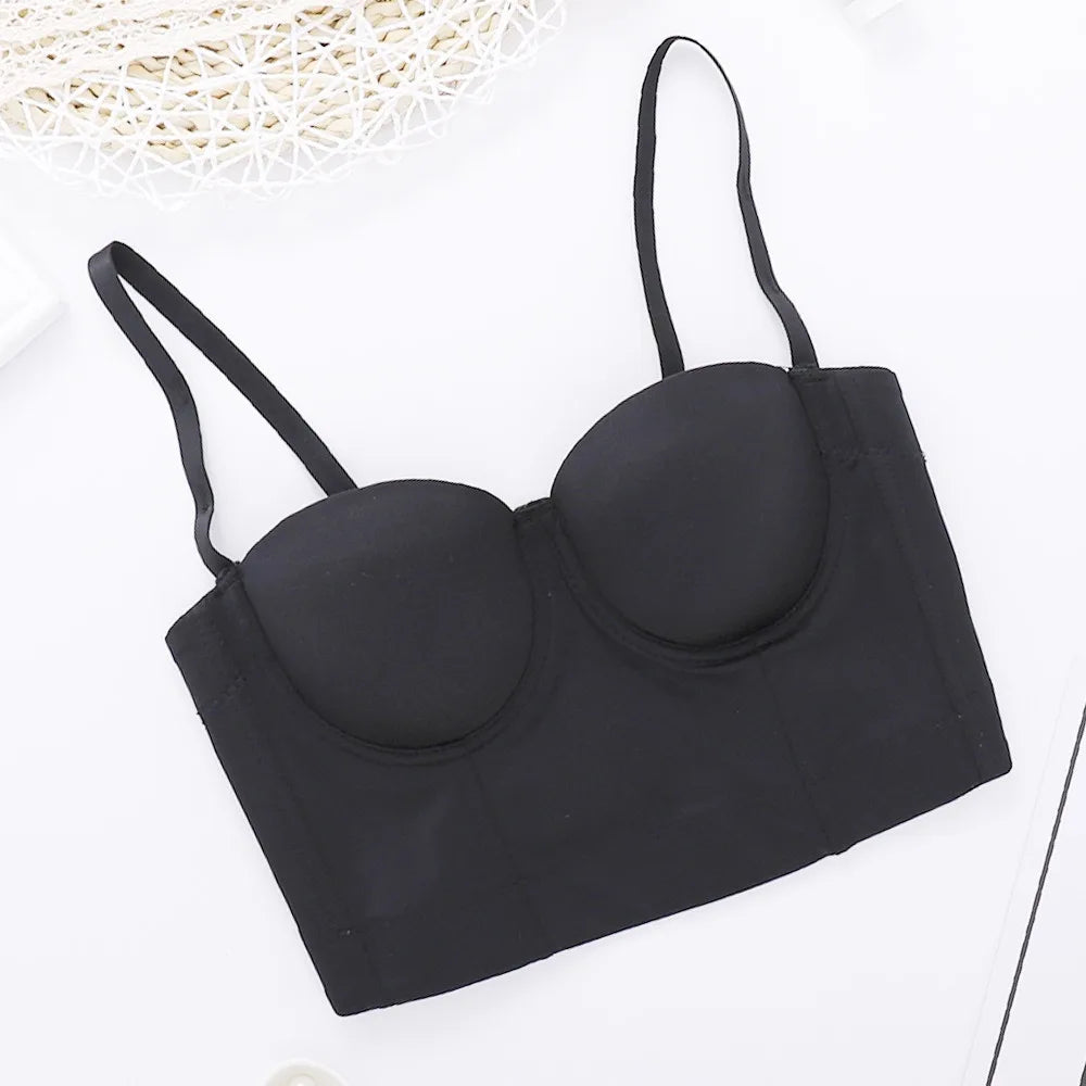 SXTHAENOO Summer 8 colors Fashion Mesh Push Up Bralet Women's Corset Simple Bustier Bra Night Club Party Sexy Cropped Top Vest