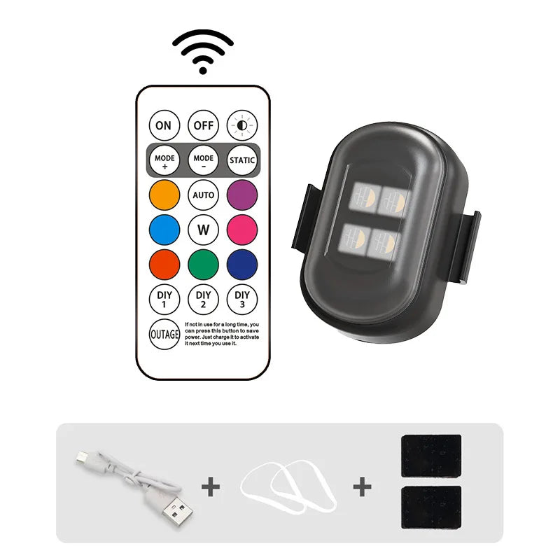RGB Led Car Strobe Lights Motorcycle LED Flash Position Wireless Light Aircraft Airplane Helicopter Warning Lights Accessories