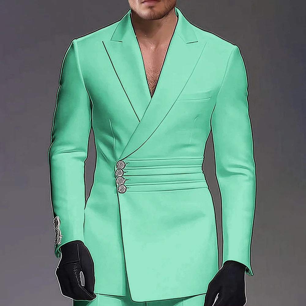Wedding-ready Slim-fit Men Suit 2 Pieces(Jacket+Pants) Groom Suit Single-breasted Peak-lapel Formal Set for Elegance Custom