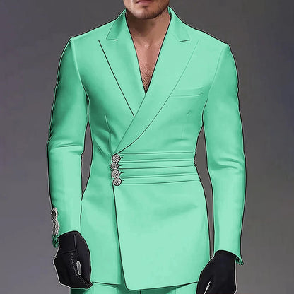 Wedding-ready Slim-fit Men Suit 2 Pieces(Jacket+Pants) Groom Suit Single-breasted Peak-lapel Formal Set for Elegance Custom