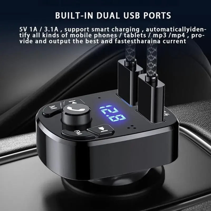 1/3/6pcs Car Mp3 Player Dual USB Fast Charger FM Receiver Bluetooth Compatible 5.0 FM Transmitter USB Flash Drive Plug Car Kit