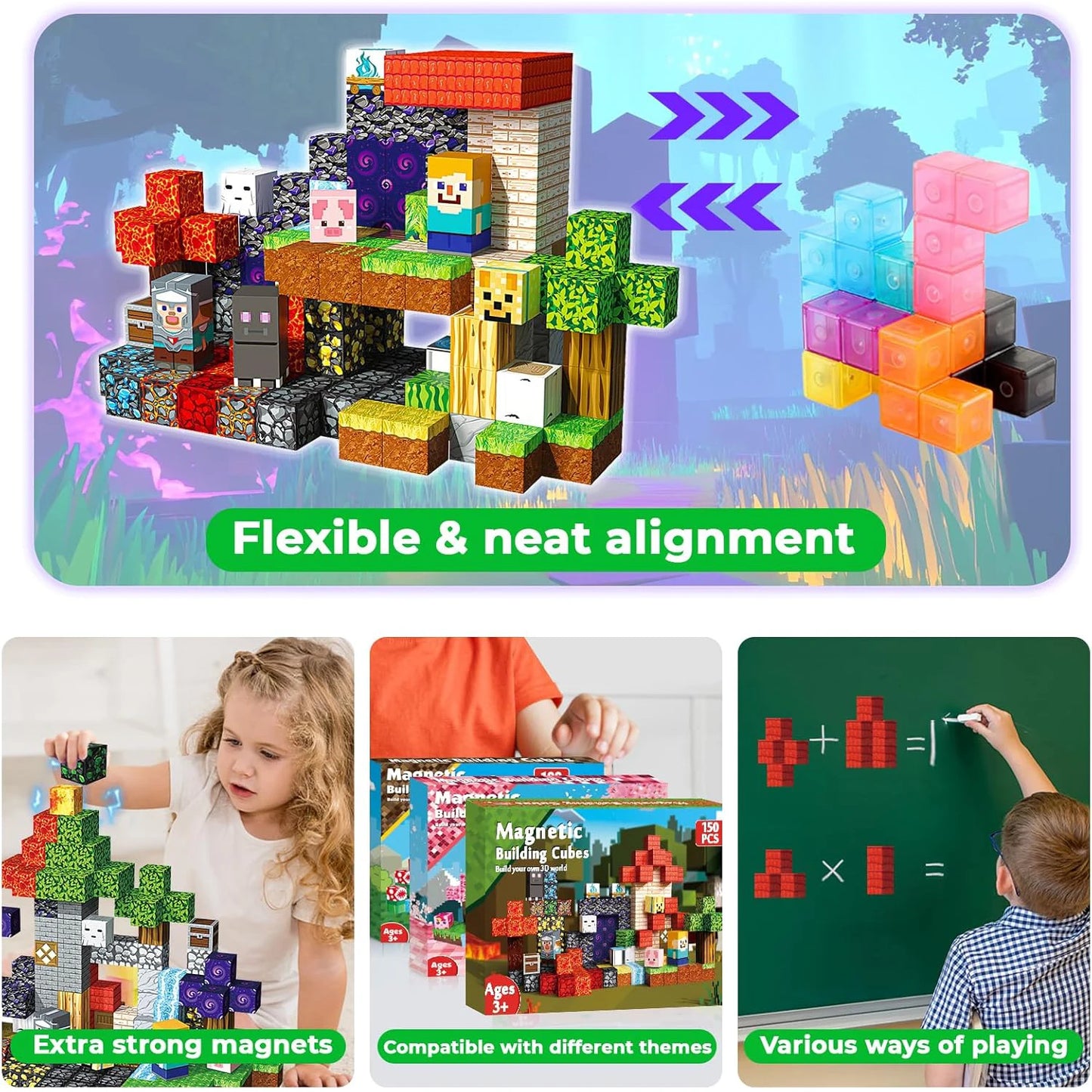 Magnetic Building Block Bricks Toy Mine Stacking World Creativity DIY Model Set Educational STEM Kids Holiday for Boy Girls Gift