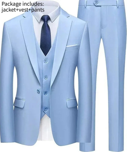 Elegant Men Suit For Wedding 3 Pieces 2 Sets Jackets Vest Pants Blazers Full Fashion Slim Fit Coats 2025 Formal Classic Costume