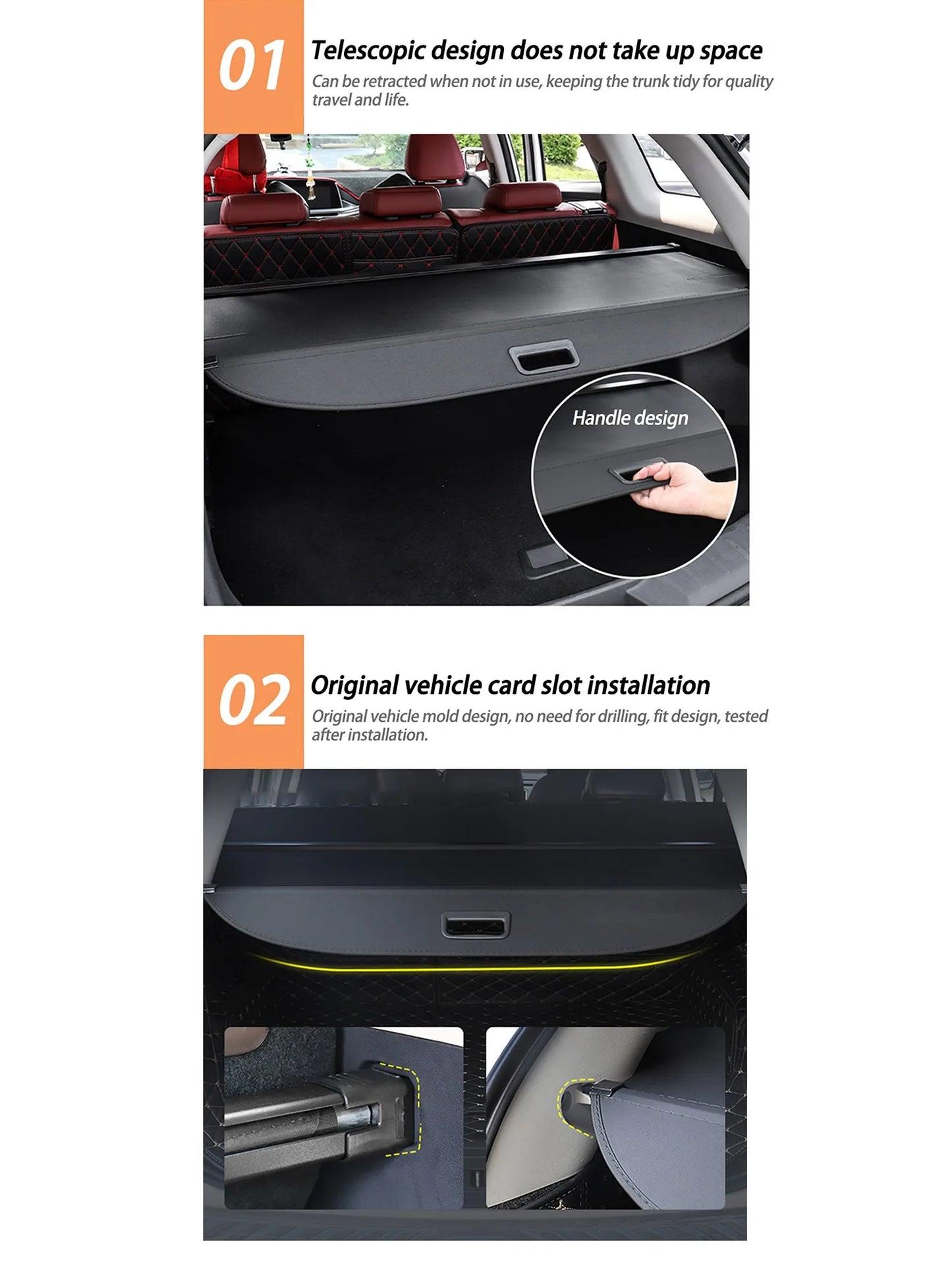 Retractable Rear Trunk Cargo Cover Fit for GMC Yukon & Yukon XL 2021-2025 Luggage Shade Shield Storage Curtain Black