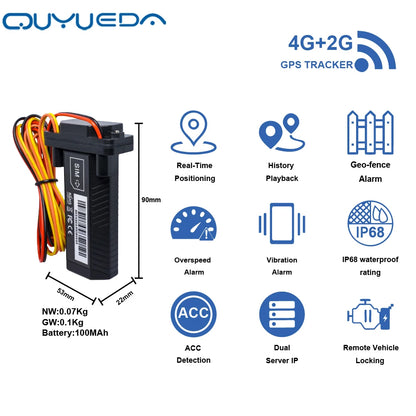 Waterproof Mini 4G Car GPS Tracker With One Year Sim Card Anti-Theft Motorcycle Tracking Device GEO-Fence Vehicle Locator Fleet