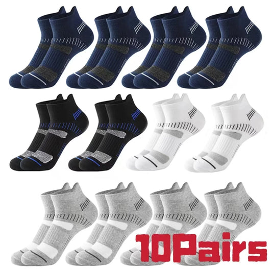 10 Pairs Running Ankle Socks Men Cotton Breathable Soft Short Socks Casual Black White Athletic Fitness Sport Socks