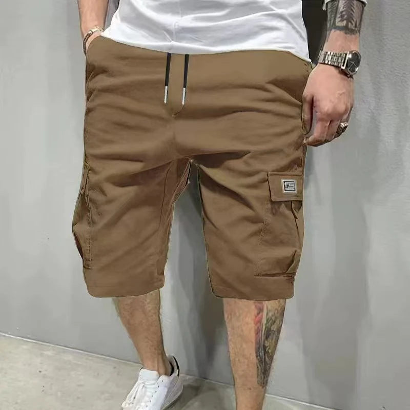 Summer New Mens Cargo Shorts Fashion Korean Version Loose Five Quarter Pants Men's Multi-pocket Straight Casual Short Pants