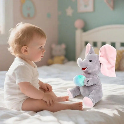 Hide and Seek Elephant Plush Toy,Flapping Ears with Cheerful Songs, Soft Soothing Stuffed Animal for New Born Baby Gift for Kids