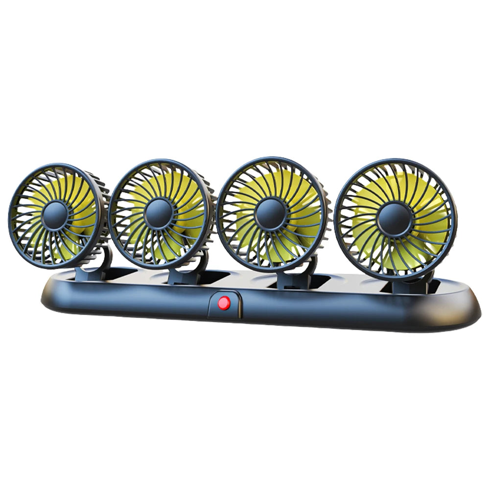 Car Fan 360° Adjustable 1/2/3/4 Head Air Fan Automotive Electric Fan USB/12V/24V Fan 2 Speeds Car Silent Fan for Home Desk Car