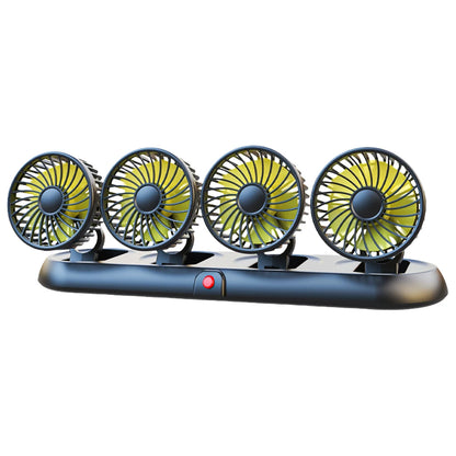 Car Fan 360° Adjustable 1/2/3/4 Head Air Fan Automotive Electric Fan USB/12V/24V Fan 2 Speeds Car Silent Fan for Home Desk Car