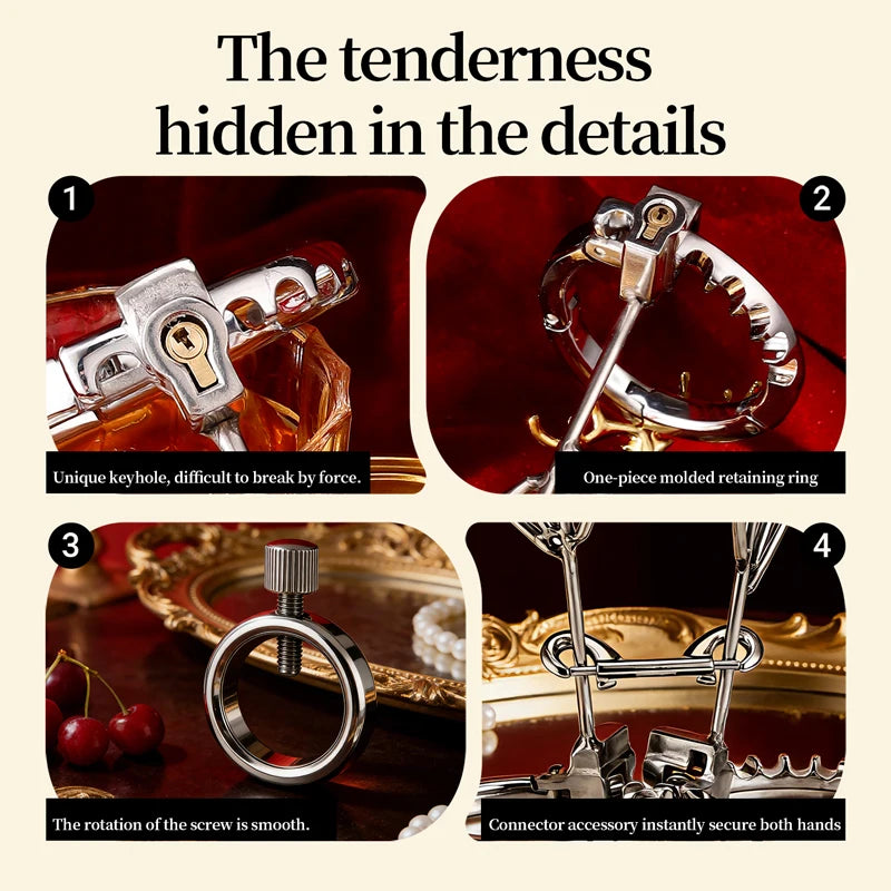 1set Ring Handcuffs Stainless Steel Ring Wrist Cuff Screw Adjustment BDSM Bondage Sex Toy Adult Pleasure Sex Toys Sexual Wellnes