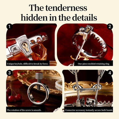 1set Ring Handcuffs Stainless Steel Ring Wrist Cuff Screw Adjustment BDSM Bondage Sex Toy Adult Pleasure Sex Toys Sexual Wellnes