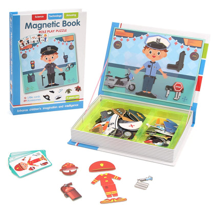 Magnetic Book 3D Cartoon Puzzles Jigsaw Funny Children's Intelligent Brain Training Game Educational Toys for Kids Gift Xmas Toy