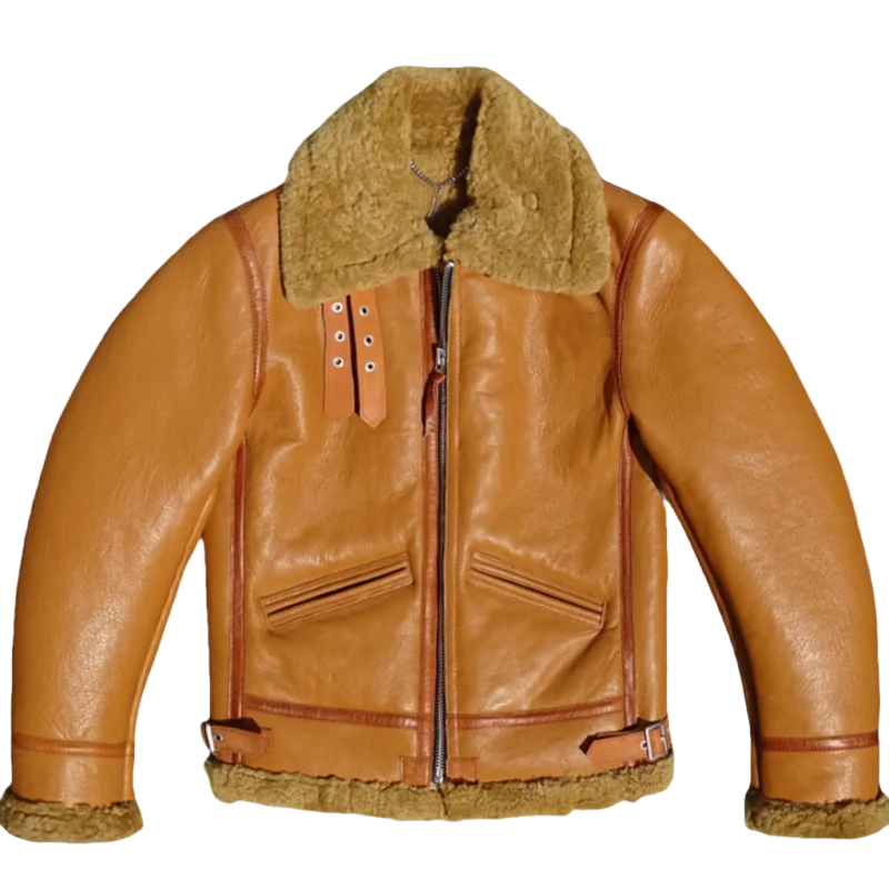2-in-1 Value! Double-Layered Full-Grain Imported Shearling Leather Jacket, Unisex, Ultimate Warmth for Cold Weather plus size5xl