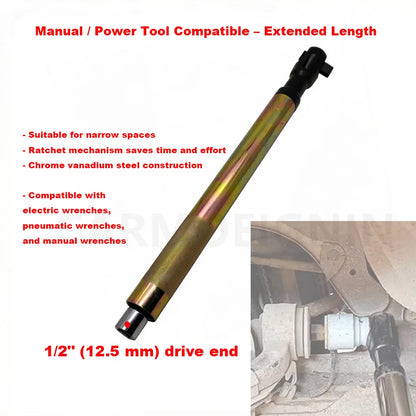 Universal 1/2 Inch Long Ratchet Wrench, Manual & Automatic High Torque Offset Impact Extension Wrench for Auto Repair