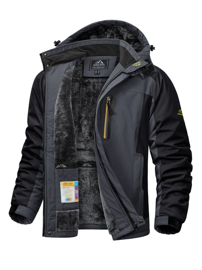 TACVASEN Winter Heavyweight Fleece Lined Parka Waterproof Men Ski Snowboard Jackets Windproof Removable Hoodie Coats Windbreaker