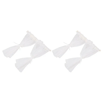 2Pcs Delicate Lace Mini Window Curtains Dollhouse Miniature Interior Decor Tiny House Window Treatment Set DIY Crafting