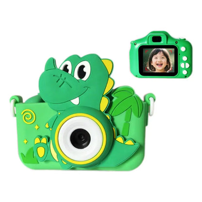 Cute Green Dinosaur SLR Kids HD Camera Portable Outdoor Mini Digital Toy with Photo & Video Recording Educational Cartoon Camera