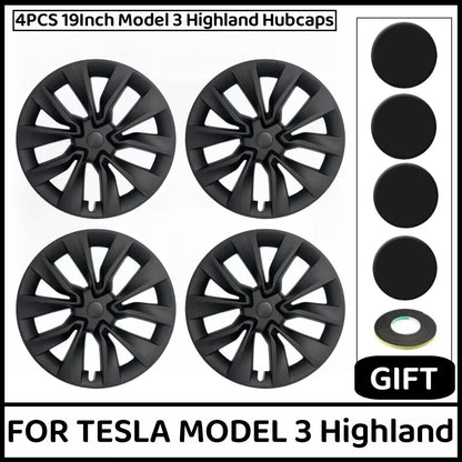 For Tesla Model 3 Highland 2026 2025 4PCS Wheel Covers Hubcaps, 19 Inch,Gloss Black Aero Covers, Accessories Upgrade Replacement